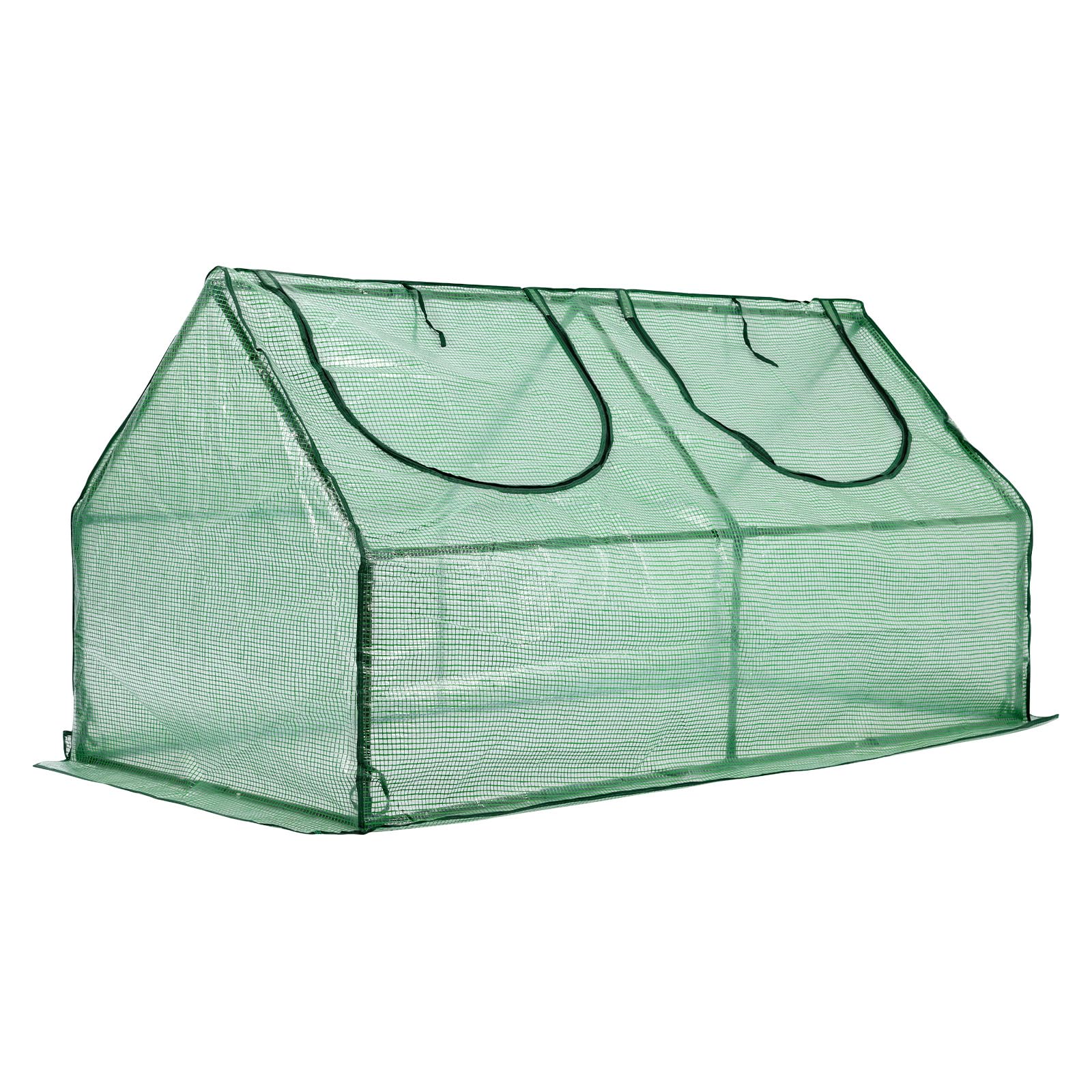 BPS Mini estufa com 2 portas com zíper, estufa de jardim portátil com portas de enrolar com zíper, protegida contra UV para plantas e ervas internas e externas, 12 x 5 cm, verde