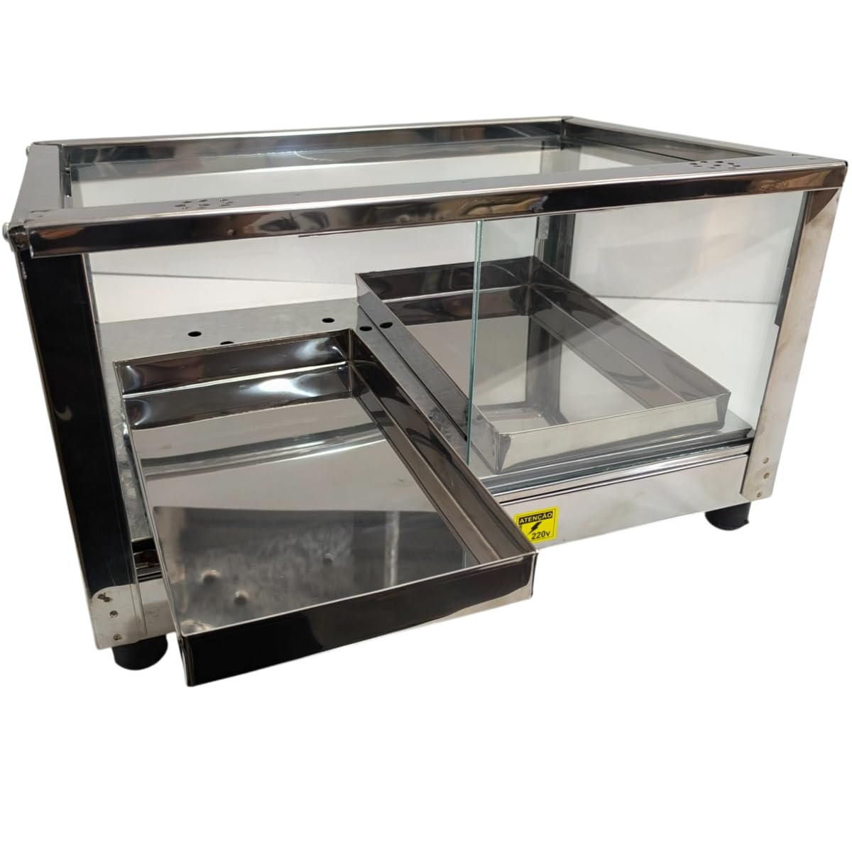 Estufa Elétrica para Salgados, 2 Bandejas em Aço Inox, 36x32x22cm, Vidros Retos (110, Volts)