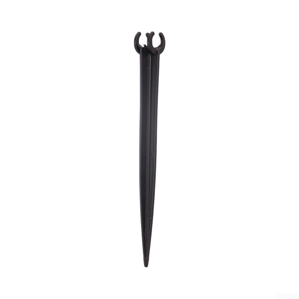Estacas de suporte de irrigação por gotejamento para tubos de 1/10.2 cm, jardim | Clipes de suporte para fixar a linha de água para estufa de vegetais de gramado, âncoras de plástico preto (60 peças)