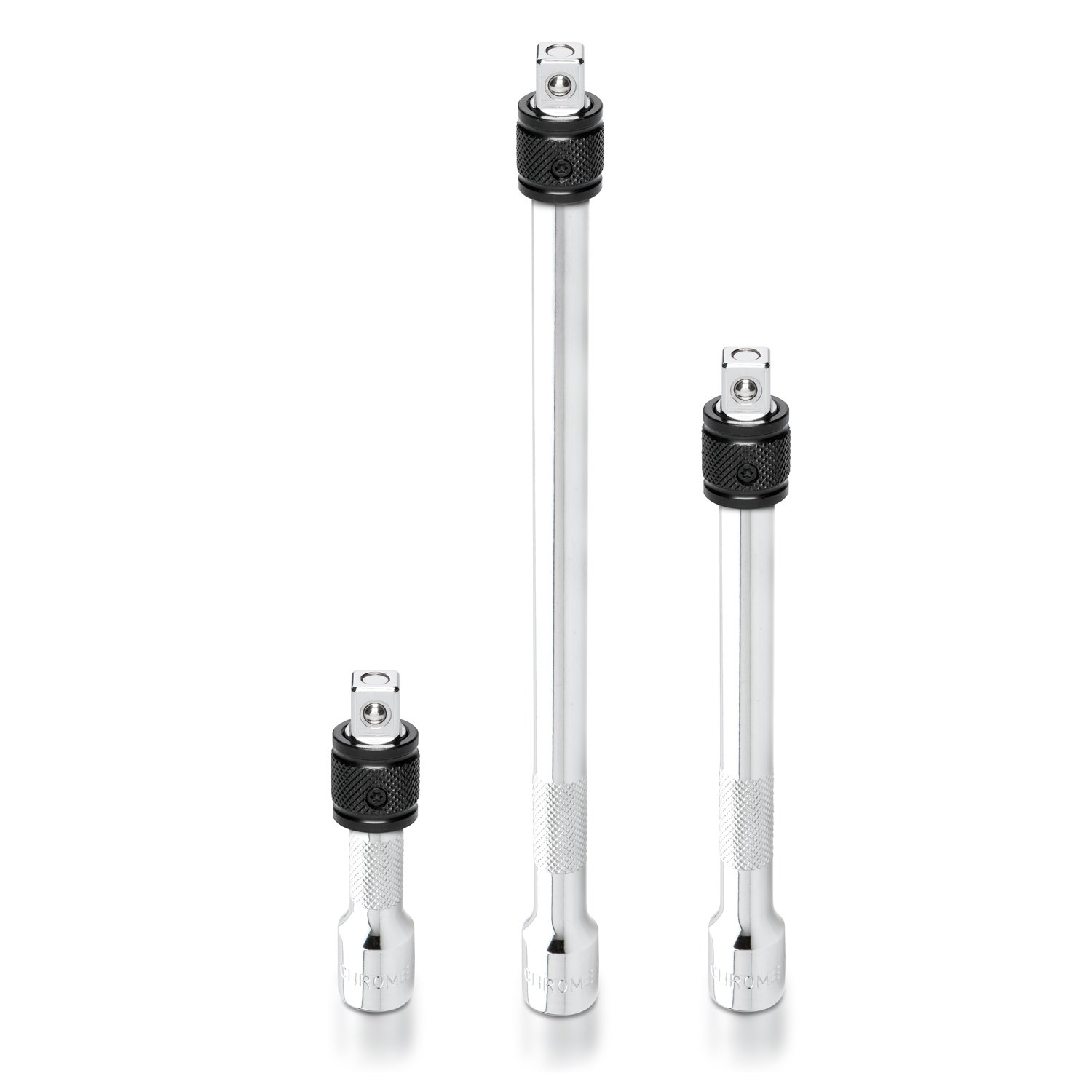 NEIKO 00295A Conjunto de barras de extensão de bloqueio de 3/20.3 cm, 3 peças, 7.6 cm, 15.2 cm, 25.4 cm, remove soquetes e velas de ignição, Cr-V, prata