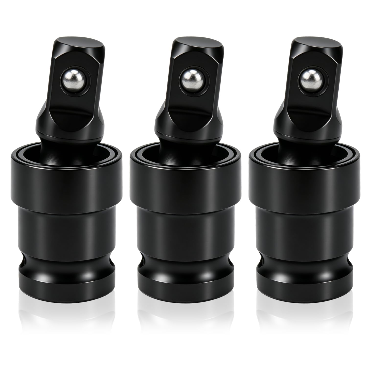 Conjuntos de soquete de junta universal de 1/5.1 cm, 3 peças, extensão de soquete giratório de impacto, aço Cr-Mo, rotação de 360° para espaços apertados, ferramentas de reparo automotivo