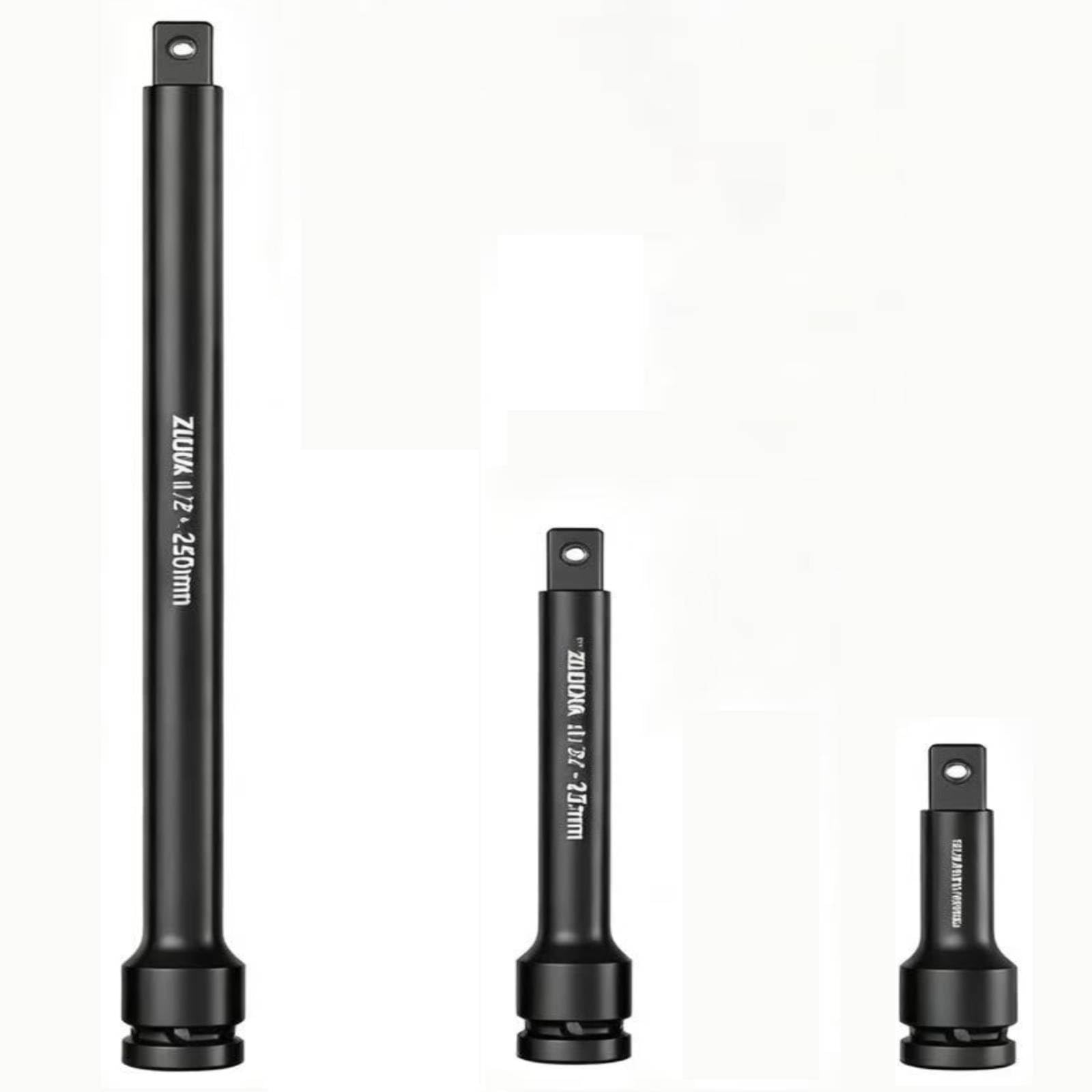 Conjunto de 3 peças de extensão de soquete de impacto de 1/5.1 cm, haste de extensão resistente de aço cr-Mo cromo molibdênio, 7,6 cm / 12,5 cm / 25 cm conjunto de extensão de chave catraca universal