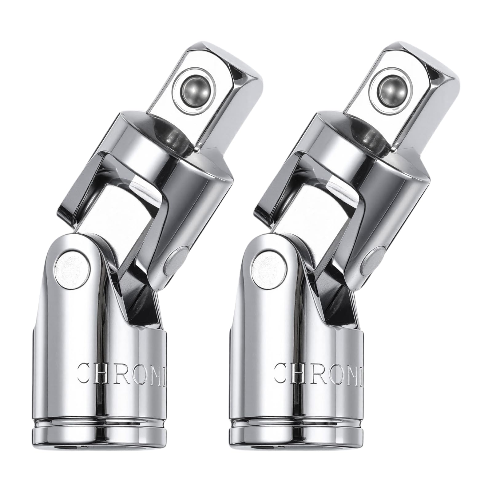 HARFINGTON Adaptador de soquete de junta universal, 2 peças, 3/20.3 cm 40CR Adaptador de soquete giratório de impacto de aço 90 graus junta universal para ferramenta de chave inglesa, prata