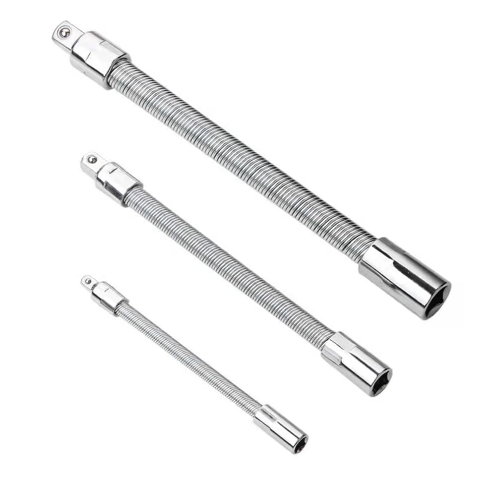Extensão Flexível Para Soquete Aço Cromado 25cm 3 Peças 1 4 8 2 | Articulado, Aço Cromado, 545g, 25cm, 1/4 3/8 1/2, , Apertados, Precisão