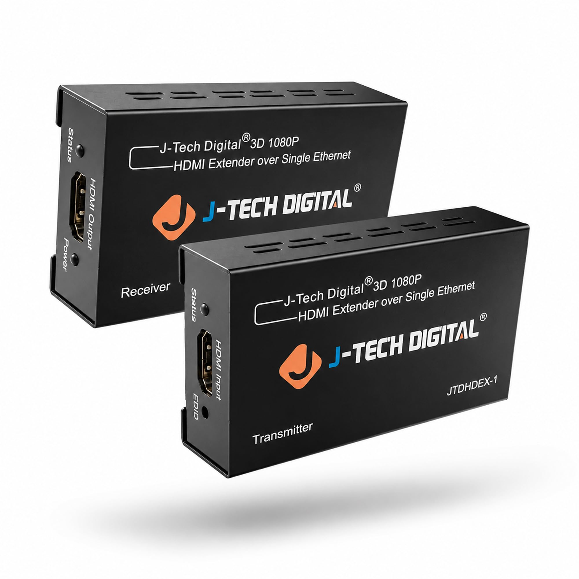 J-Tech Digital Extensor HDMI sobre cat5e/6 1080p @61 m Balun HDMI sobre Ethernet única, suporta cópia EDID compatível com Dolby Digital DTS