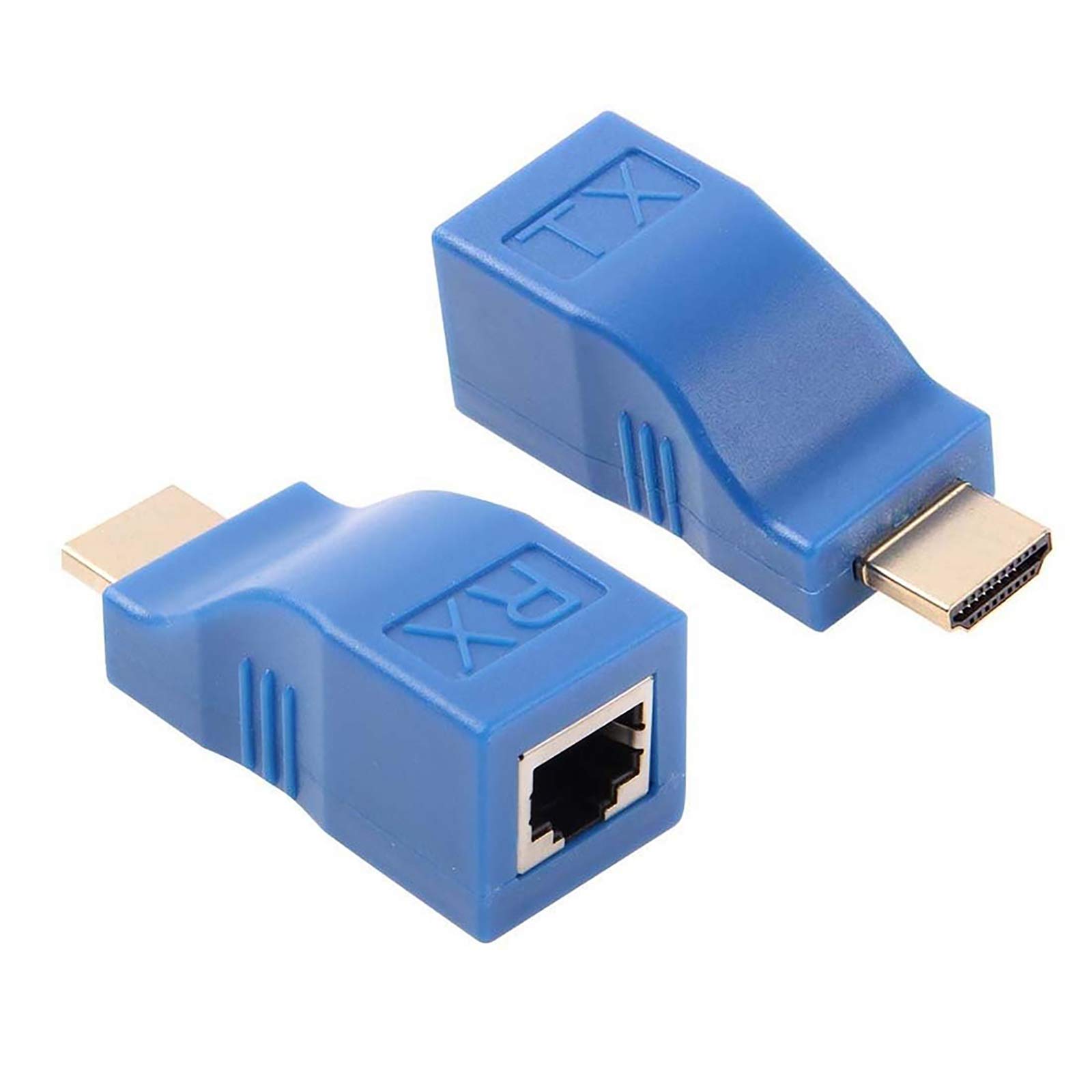 Greatstar Extensor HDMI, adaptador extensor de cabo de rede GEATSTAR 30M HDMI para RJ45, divisor, repetidor por Cat 5e Cat 6 1080P para HDTV HDPC PS4 STB 4K 2K (azul)