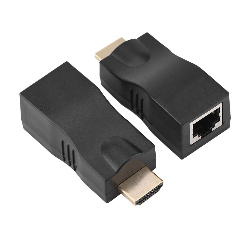 Bindpo Extensor HDMI, 2 x HDMI 30 m para cabo de rede RJ45 repetidor conversor sobre CAT-5e CAT6, suporta resolução 480i/p, 576i/p, 720p, 1080i/p, 1920x1200,4k2k