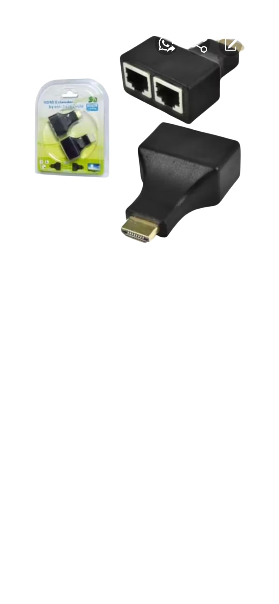 Extensor HDMI via Cabo de Rede RJ45, até 30m, Modelo KP-AD100, Cor Preta