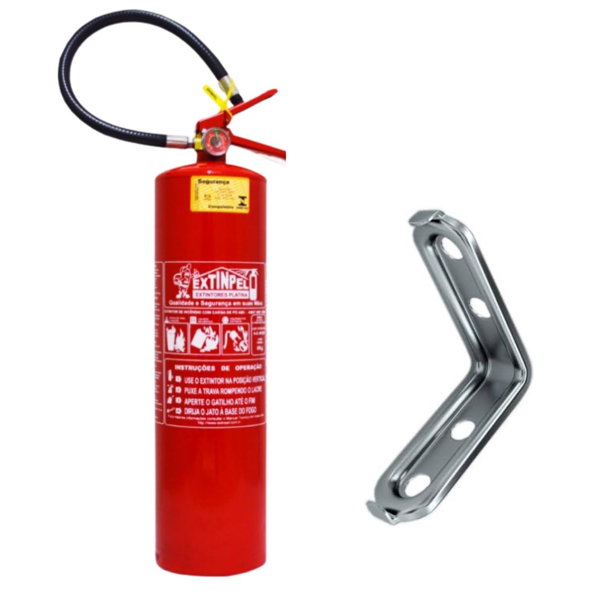 Extintor Pó 6Kg ABC Com Validade 5 Anos Incluso Suporte De Parede + Placa De Sinalização