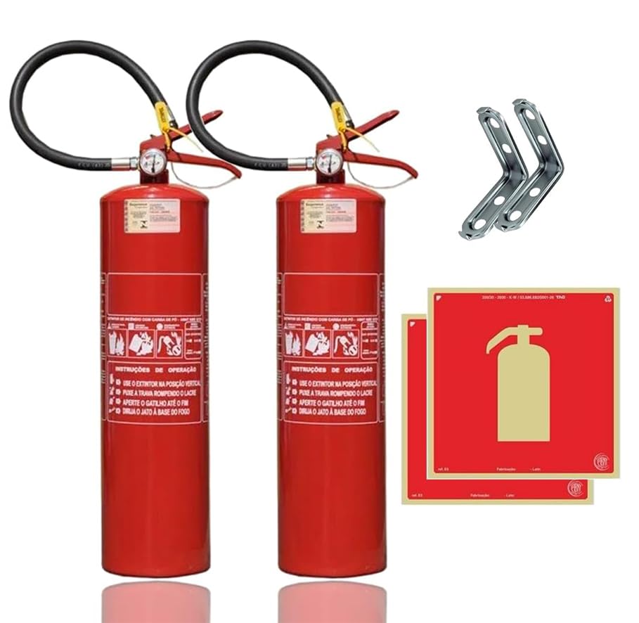 Kit 2 Extintores 6kg Abc - Validade 1 Ano incluso Suporte de parede e sinalização