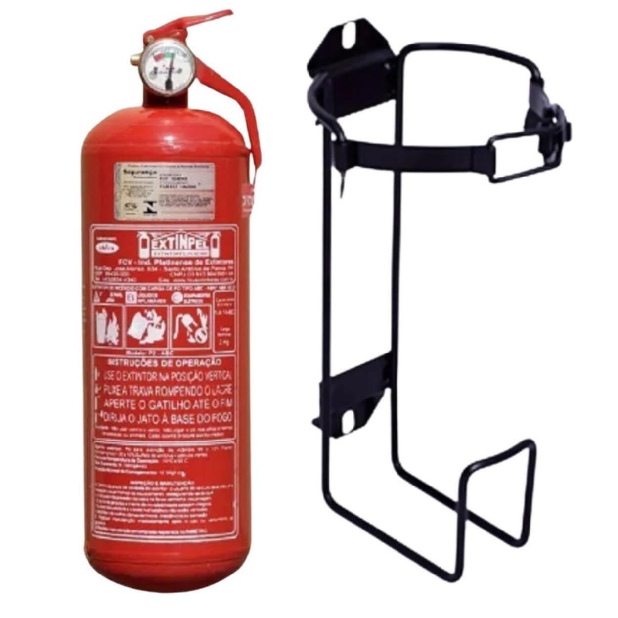 Extintor ABC Pó 2kg Caminhão/Barco + Suporte Com Validade 5 Anos