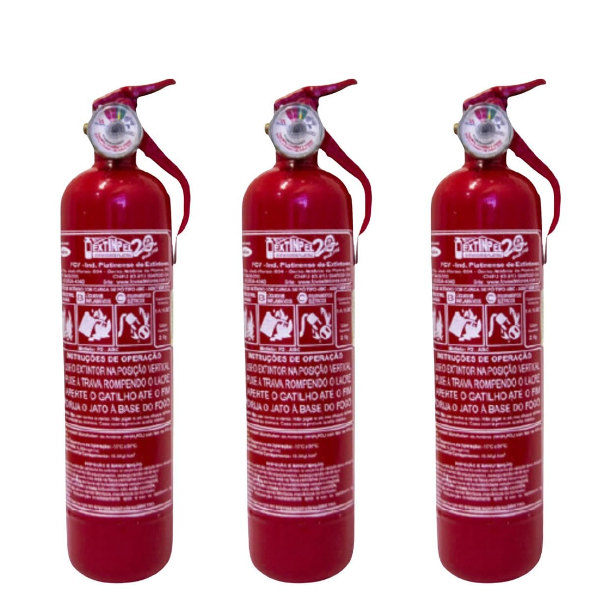 Kit 3 Unidades Extintor Automotivo 1kg Abc Fino - Universal 5 Anos