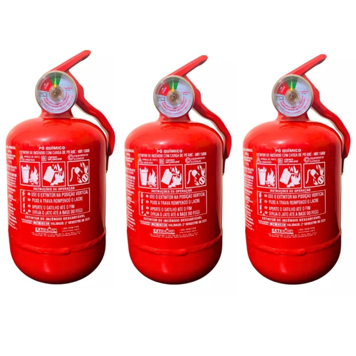 Kit 3 Unidades Extintor 1kg Abc Fiat - Bolinha 5 Anos