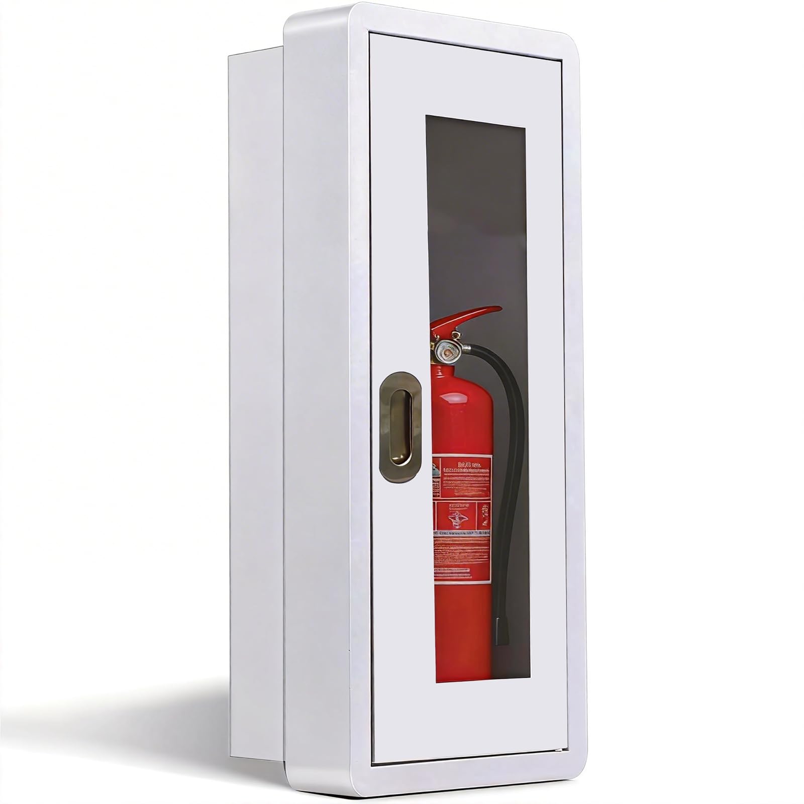 Armário de extintor de incêndio semi-embutido 4,5 kg - 69,8 cm x 30 cm de aço branco (serve para abertura de parede de 67 x 27 cm) - compatível com ADA, painel de visualização inquebrável, acesso sem