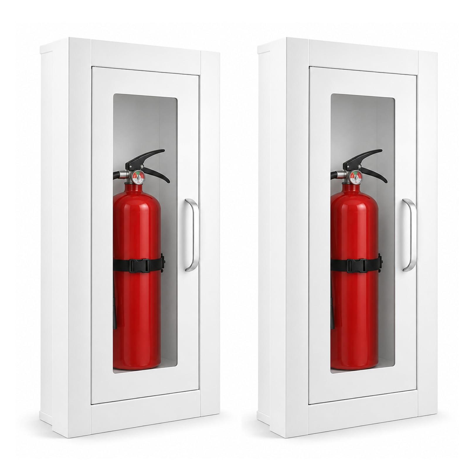 Caixa de extintor de incêndio – Armário de extintor de incêndio de aço semiembutido adequado para extintor de incêndio químico seco de 2,5/5/4,5 kg (2 peças)