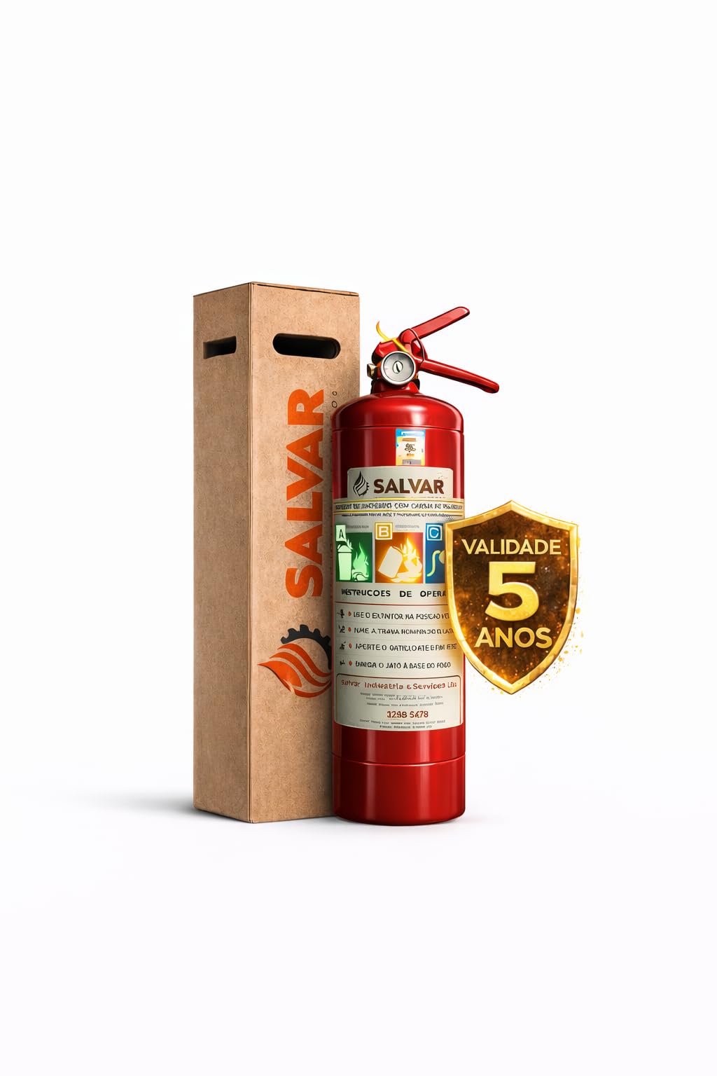 Extintor de Incêndio ABC 6 Kg, Validade 5 Anos + Placa + Suporte 4A-40BC | Extintor ABC 6 Kg 4A-40BC - 5 anos
