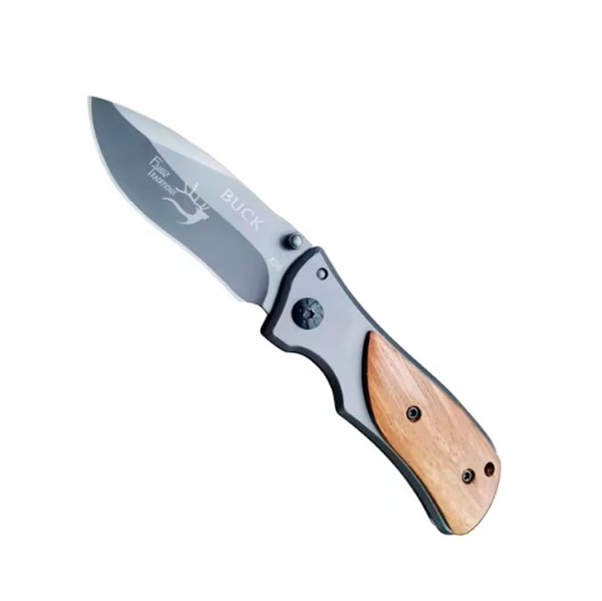 Faca de bolso Acampar portatil pratico leve resistente cabo madeira e matal BCK x35 clip caça bushcraft acampamento sobrevivencia