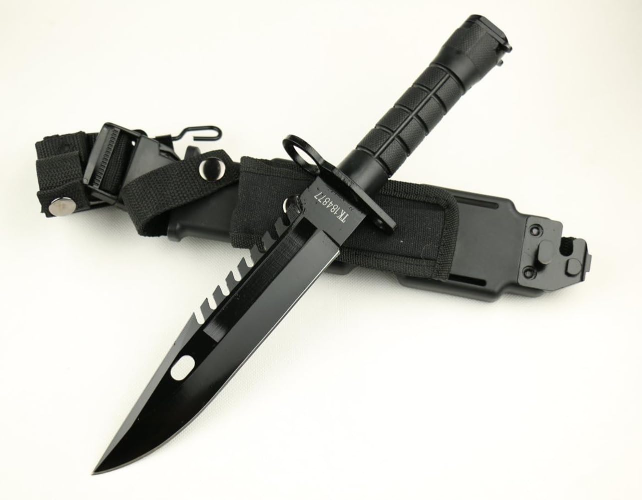 FARDEER Supplies CN80H Faca de lâmina fixa SS de 32,5 cm, faca de | Baioneta (preta) , faca de campo, faca de sobrevivência, faca utilitária ao ar livre, faca de bushcraft