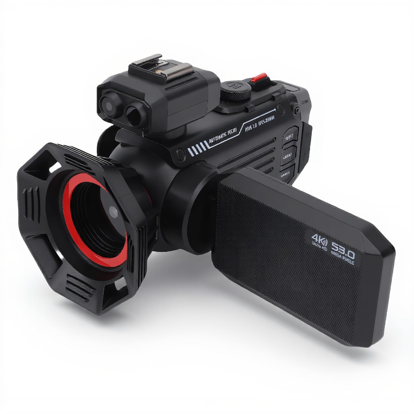 Câmera digital de 53 MP com tela de 3 polegadas, filmadora portátil WiFi 4K para fotografia e vídeo, câmera portátil com lente AF com zoom digital de 50X, foco automático e flash (preto)