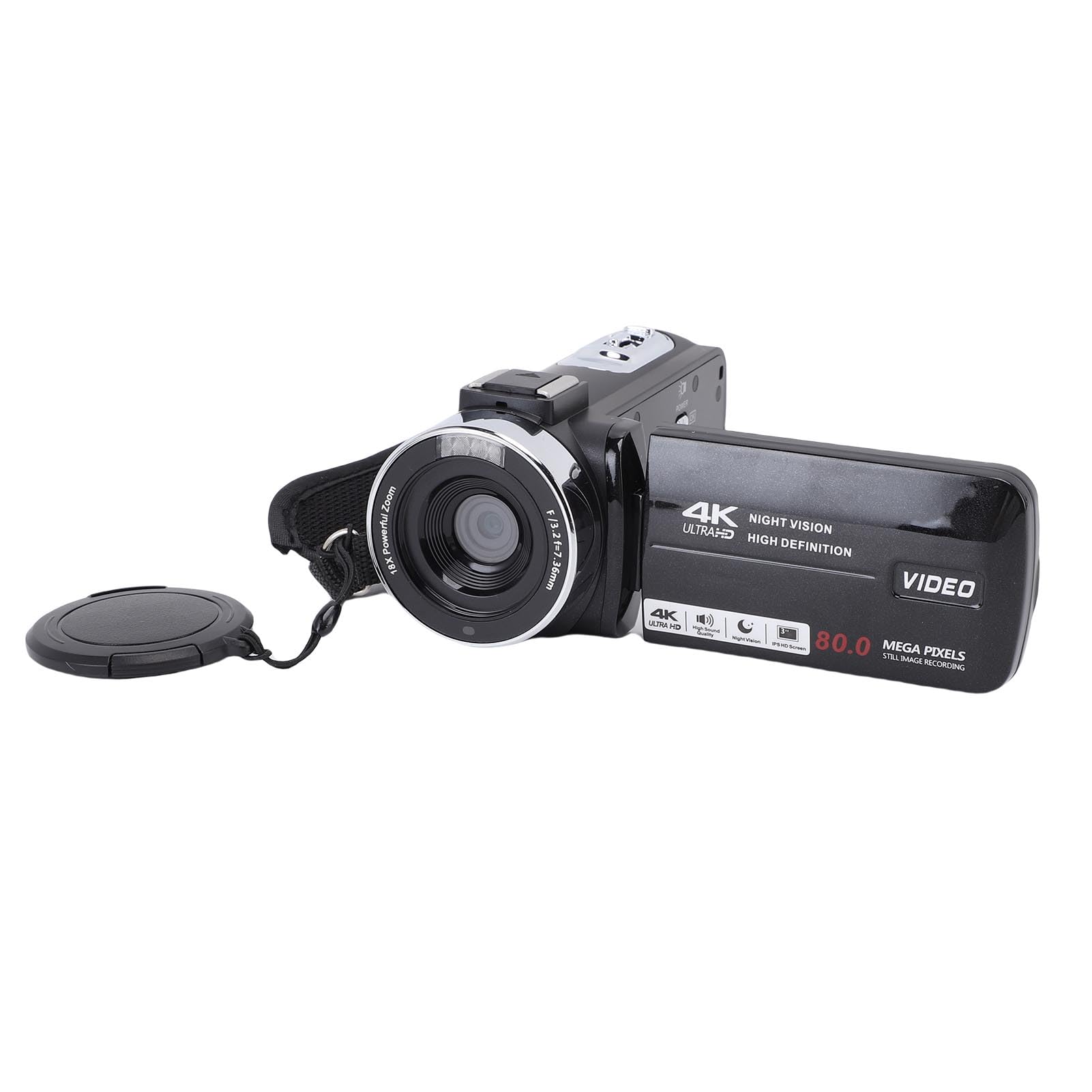 Tangxi Filmadora Com Câmera de Vídeo 4K, Gravador de Câmera Digital HD WiFi de 80 MP Com Tela de Rotação de 3 "270 °, Zoom Digital 18X, Foco Automático, Flash LED, Bateria de 1500