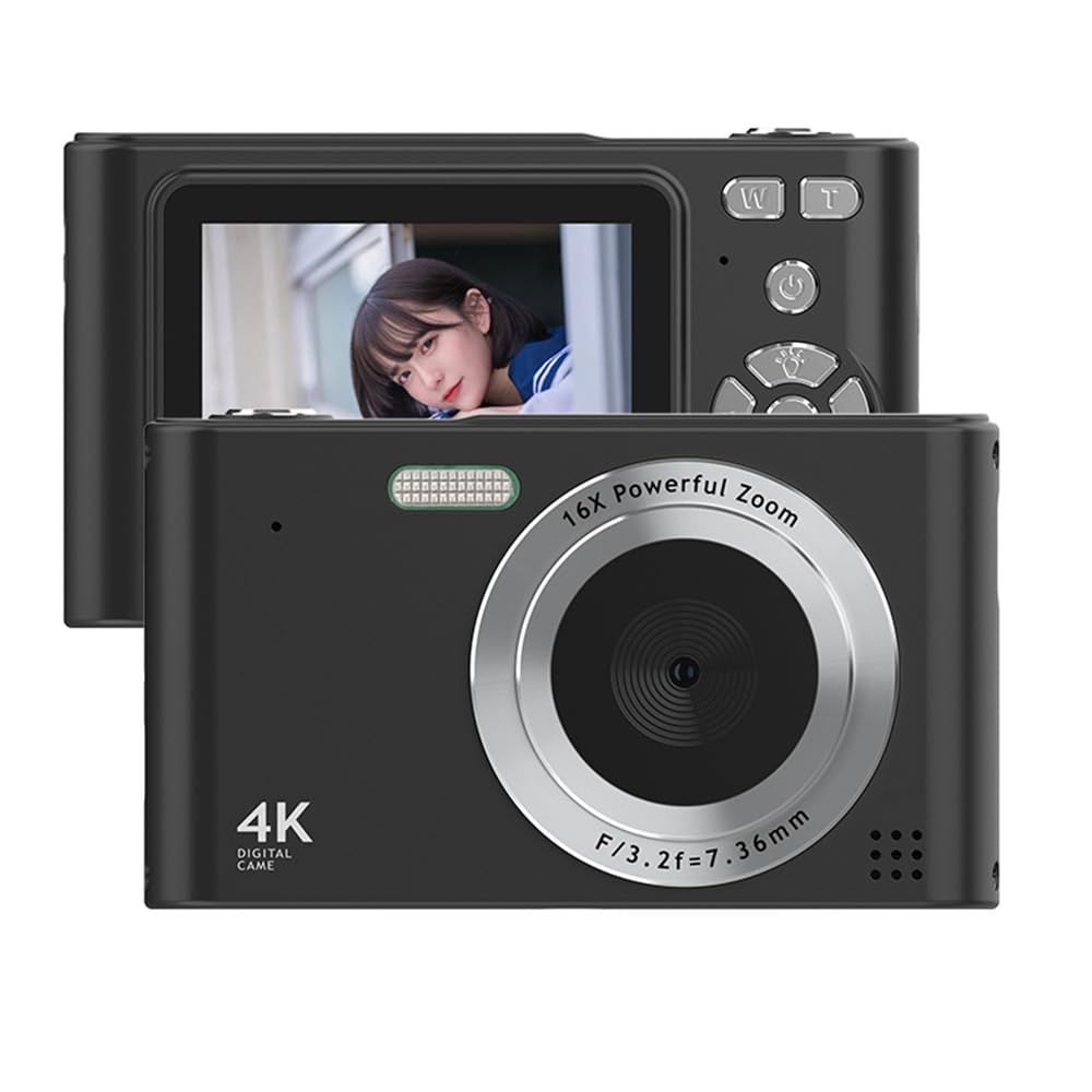 Câmera Digital 4K Filmadora de Vídeo 48MP com 16X -tremor Detecção Rosto Efeito Beleza Movimento e Flash Interno