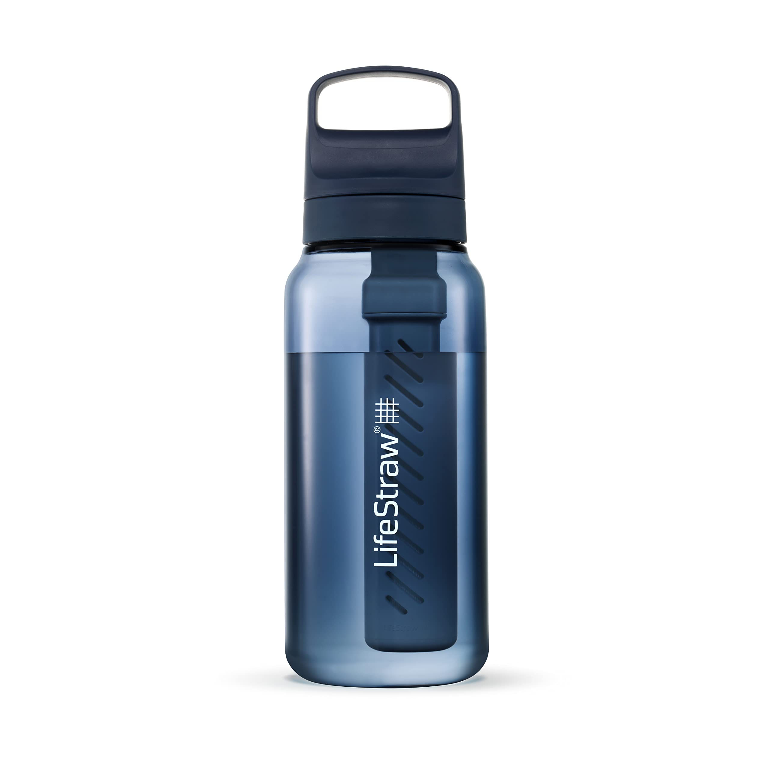 LifeStraw Go Series – Garrafa de filtro de água sem BPA para viagens e uso diário, remove bactérias, parasitas e microplásticos, melhora o sabor, 1L do Mar Egeu