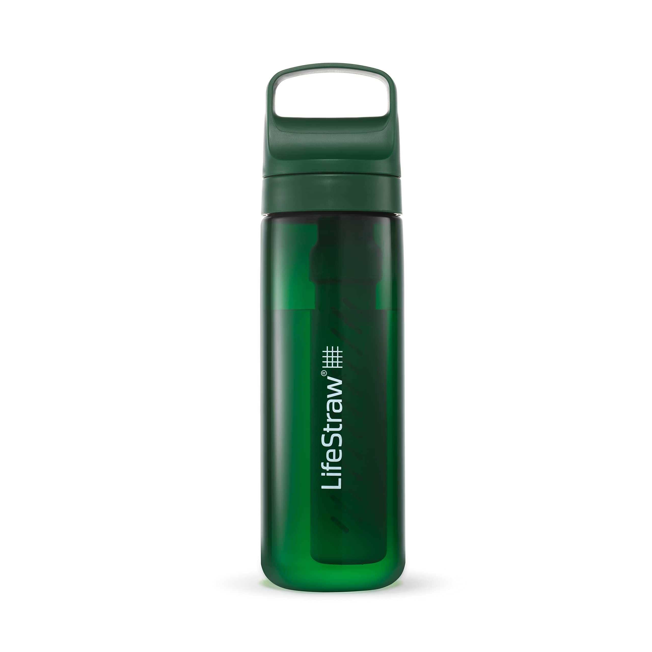 LifeStraw Go Series – Garrafa de filtro de água sem BPA para viagens e uso diário remove bactérias, parasitas e microplásticos, melhora o sabor, 650 ml verde terraço