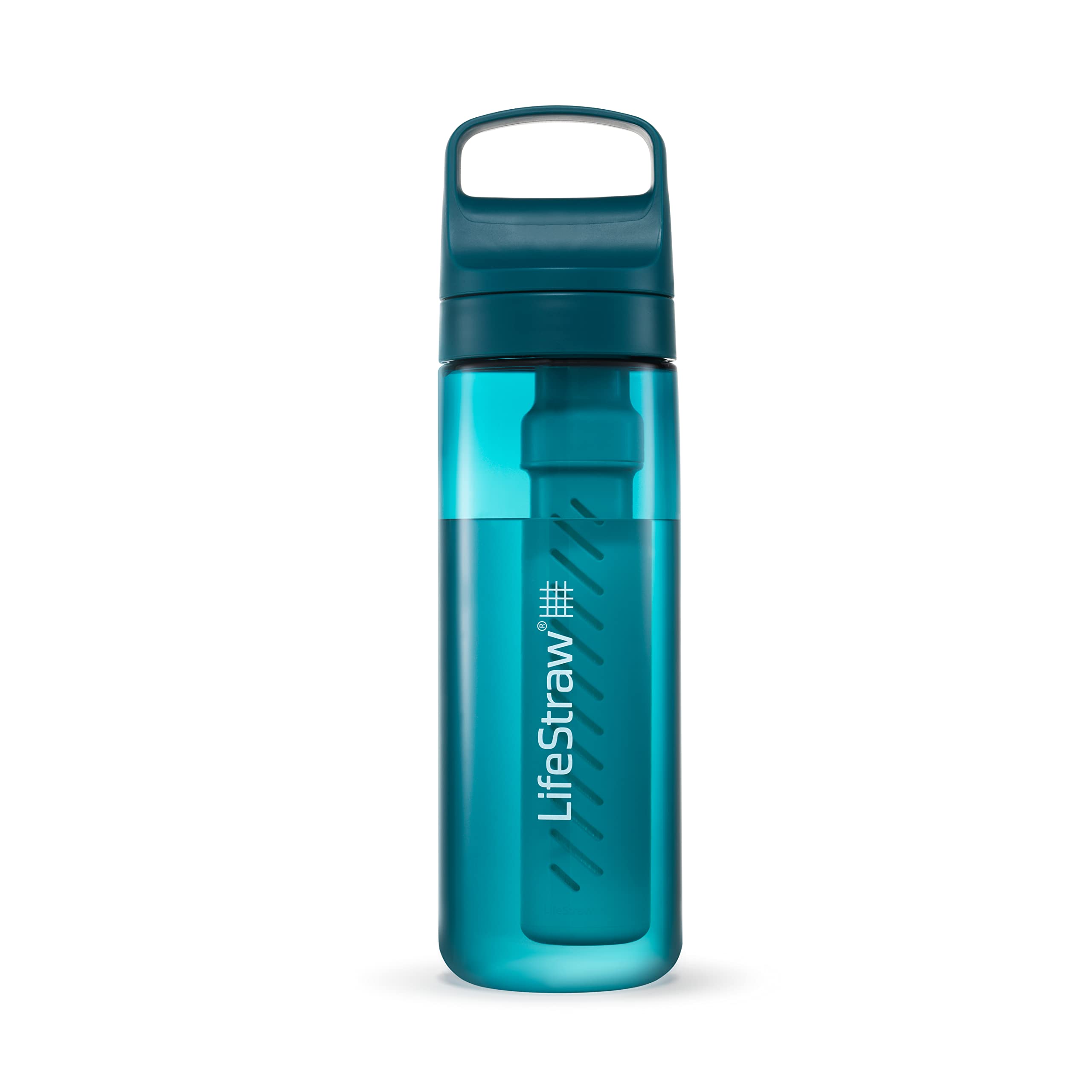 LifeStraw Go Series – Garrafa de filtro de água sem BPA para viagens e uso diário remove bactérias, parasitas e microplásticos, melhora o sabor, 650 ml Laguna Teal
