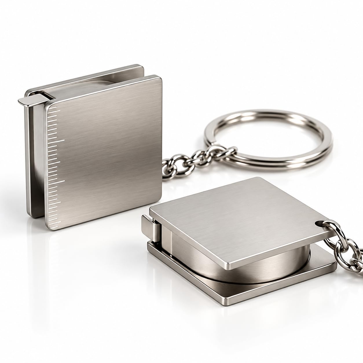 Love Saúde Mini fita métrica chaveiro de metal, fita métrica retrátil de aço inoxidável com escala dupla para costura, alfaiataria, tecido e tricô (prata)
