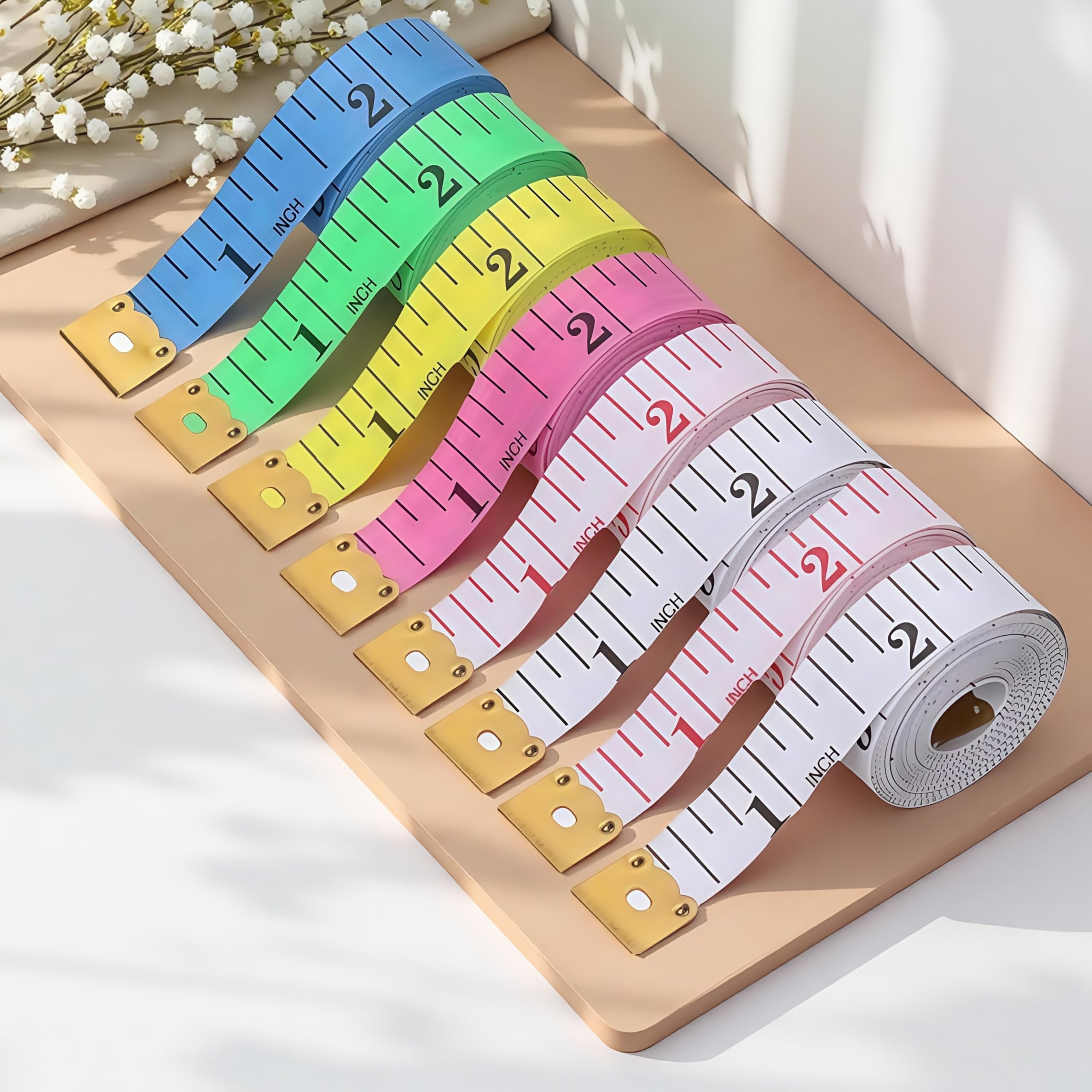 Fita métrica macia de 8 peças, 150 cm, régua de dupla escala para perda de peso, medição corporal médica, costura, tecido, tecido, alfaiate, suprimentos para régua de artesanato (cor aleatória)