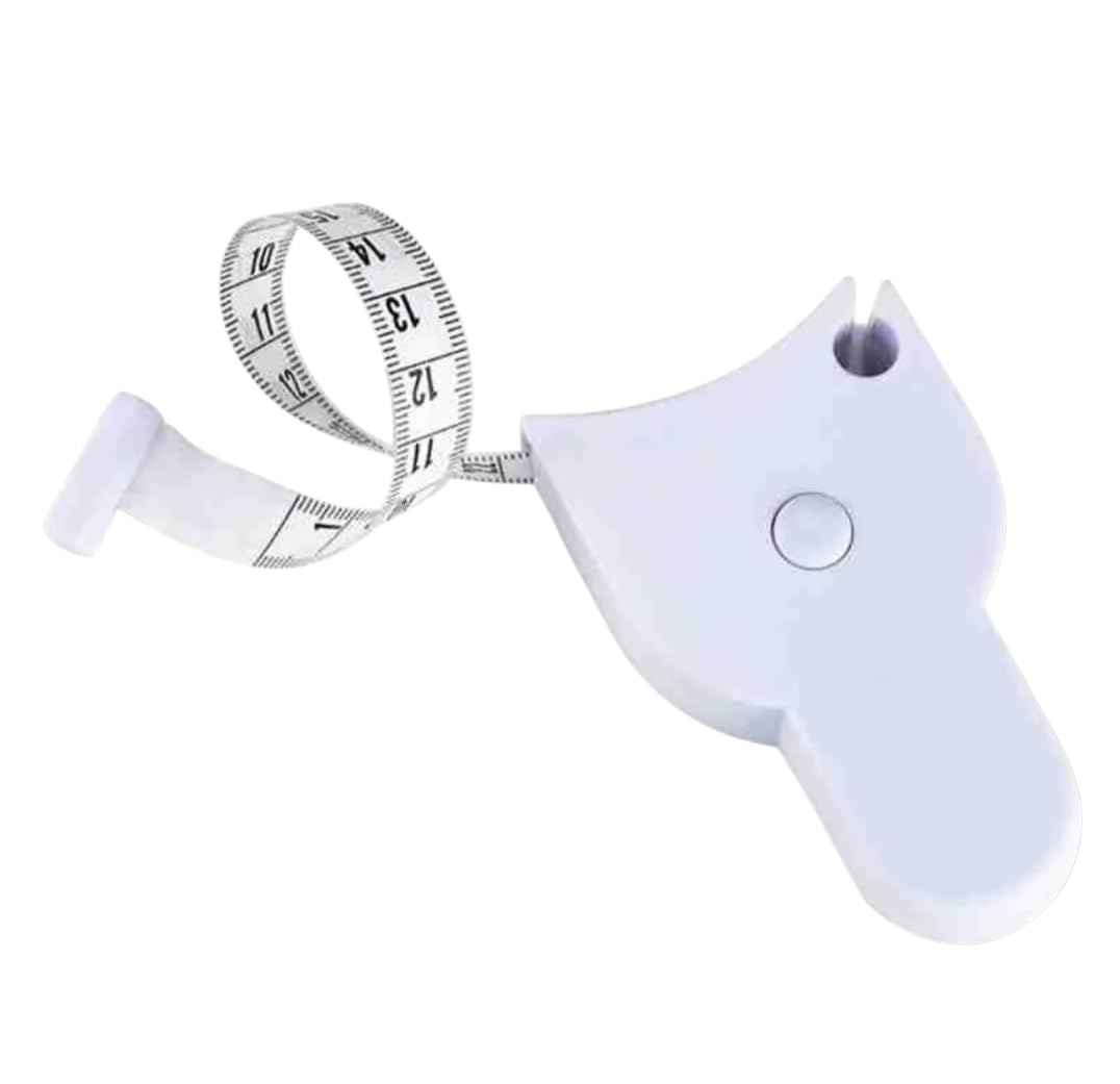 Fita Métrica Retrátil Automática Corporal com Botão, Medidor de Circunferência Portátil para Corpo, Branco