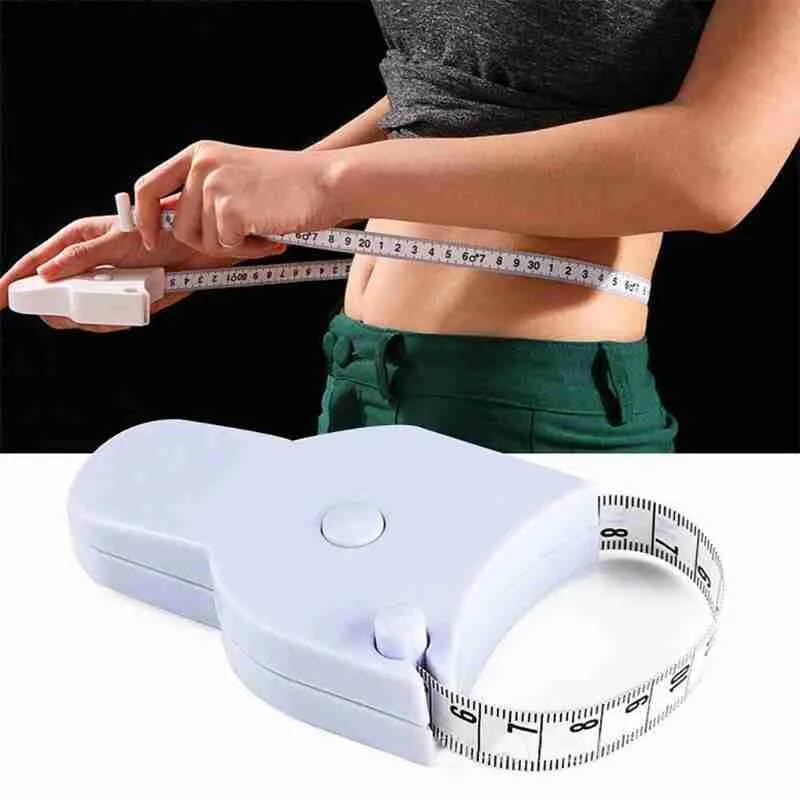 Fita Métrica Corporal Retrátil com Trava, Branco, 150cm, para Medição Corporal