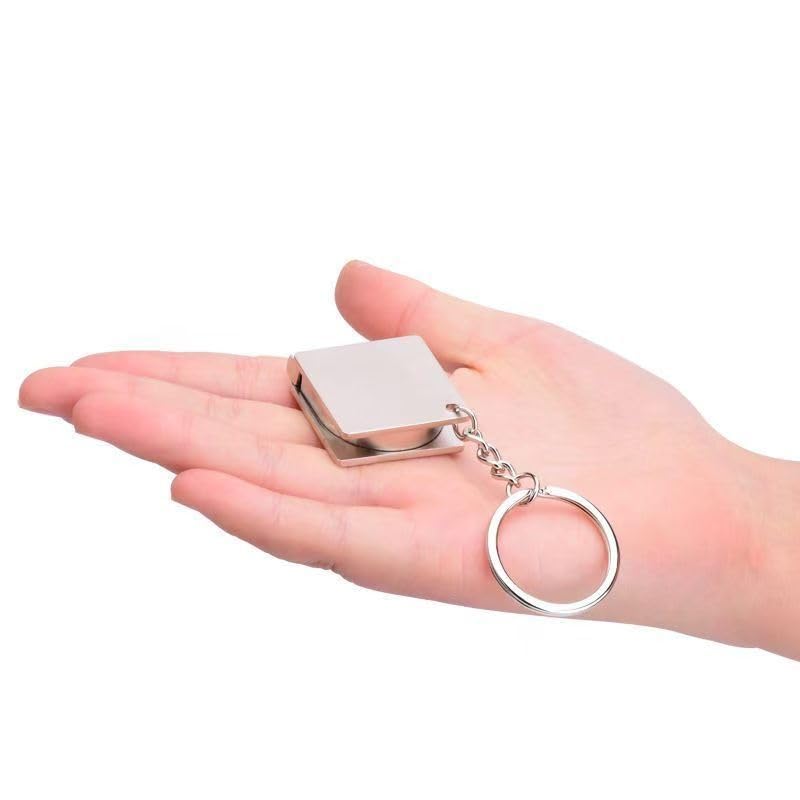Mini chaveiro de fita métrica com dupla escala métrica e fita métrica de metal imperial, ferramenta prática portátil para costura artesanal DIY 99,3 polegadas/1 m