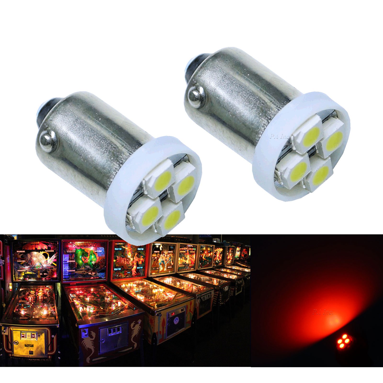Lâmpada de LED para máquina de pinball PA 6,3 V - V01, Vermelho, #44 #47 BA9S