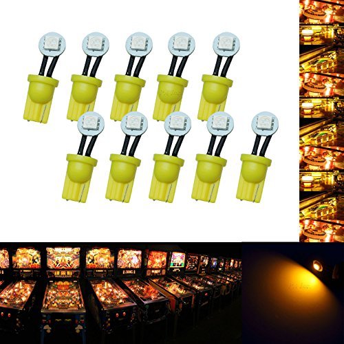PA 10 peças #555 T10 1SMD lâmpada de visão lateral para máquina pinball de LED dobrável 6,3 V (amarelo)