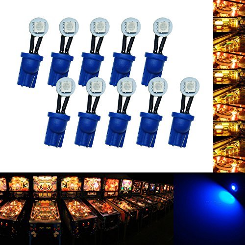 PA 10 peças #555 T10 1SMD lâmpada de visão lateral para máquina pinball de LED dobrável 6,3 V (azul)