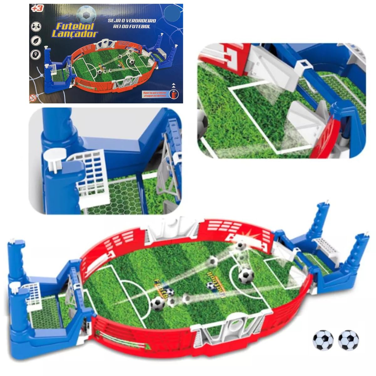JOGO DE FUTEBOL DE MESA COM LANÇADOR ESTILO PINBALL JOGOS DE TABULEIRO BRINQUEDO INTERATIVO INFANTIL MINI ARENA GOL A GOL PORTÁTIL CRIANÇA BOLA DE DEDO PEBOLIM DIVERSÃO GARANTIDA 38CM