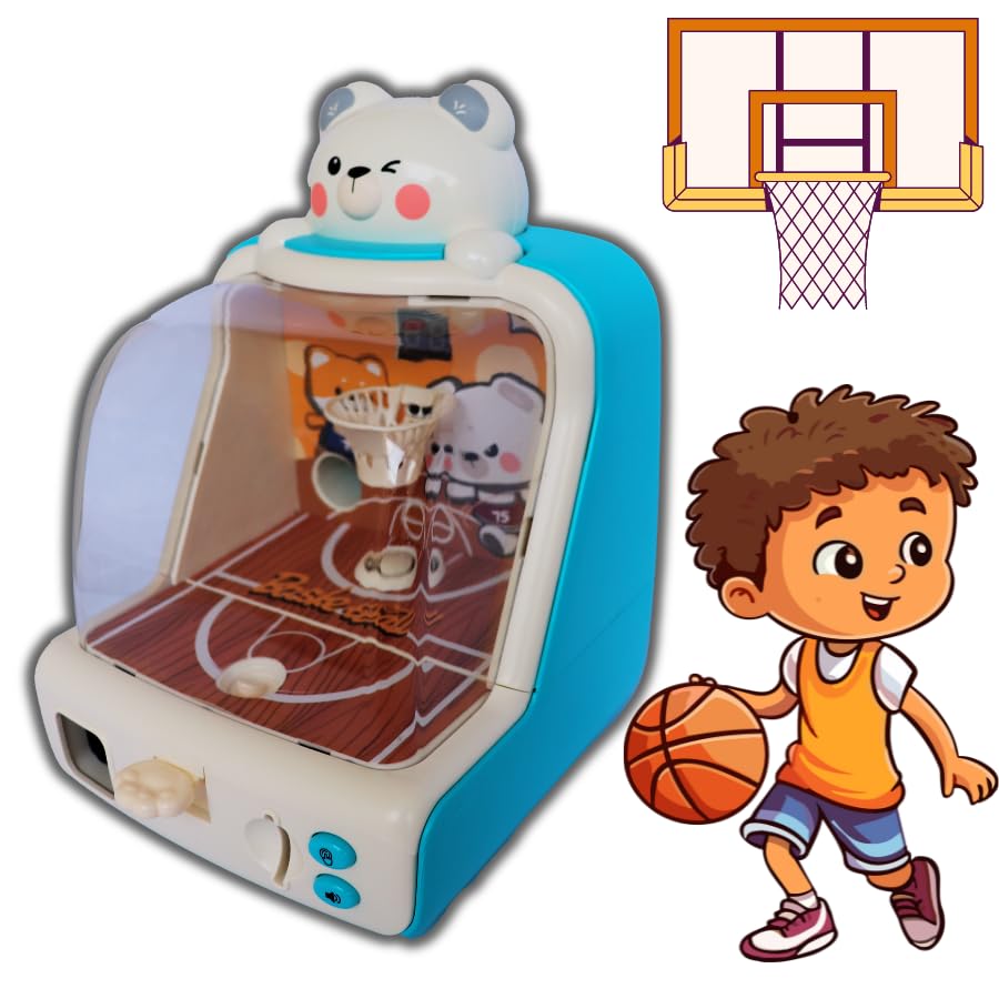 Pinball de Mesa Fliperama Mini Máquina de Basquete Jogo de Mesa Eletrônico Placar Digital Som Fliperama Azul, Brinquedo Jogo de Basquete Arcade de Dedo Eletrônico Som Música Luzes, Jogo Infantil
