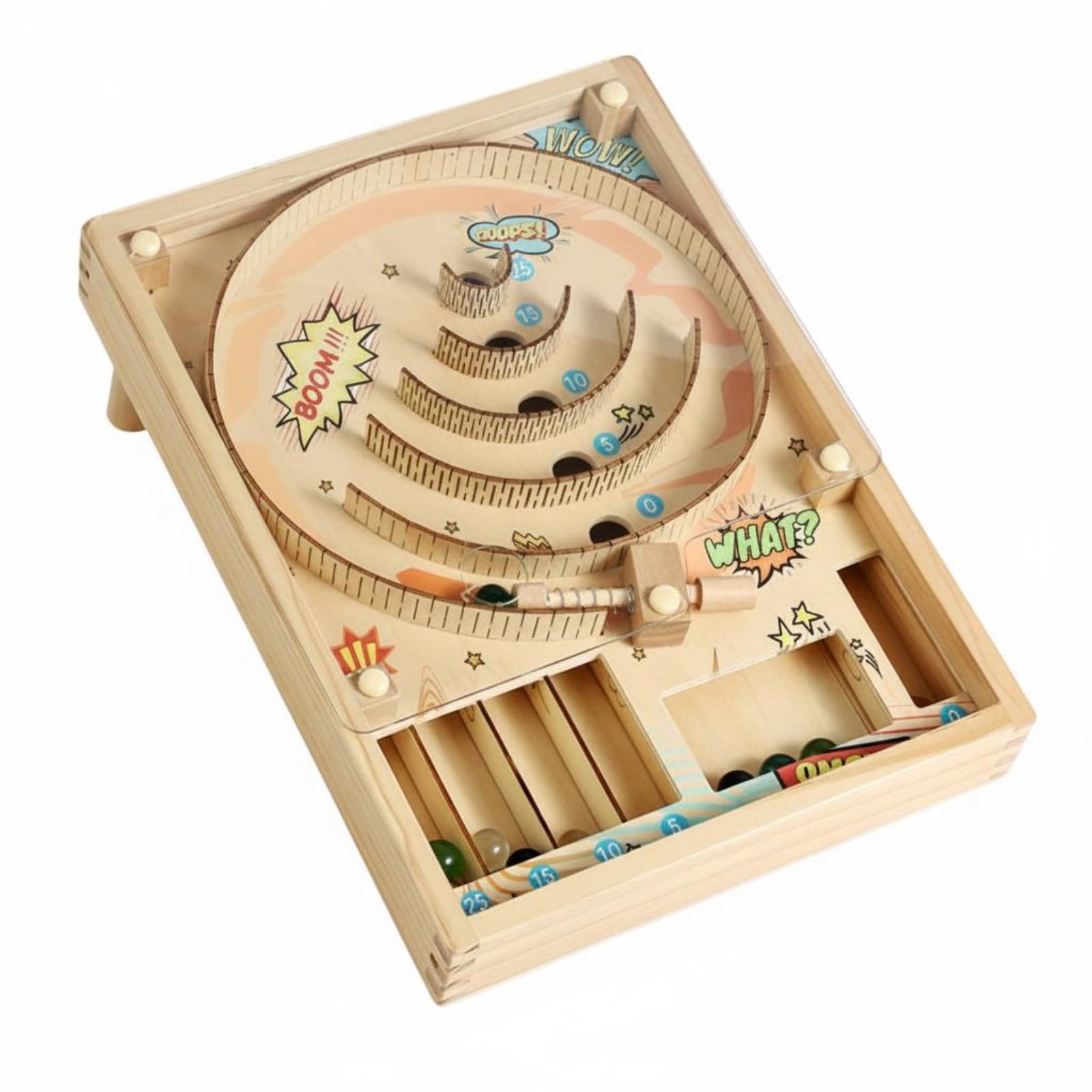 Máquina de Pinball de Madeira com Tampa Visível, Jogo de Pinball de Mesa para Coordenação -Olho, Jogo de Pinball de Madeira Estilo A