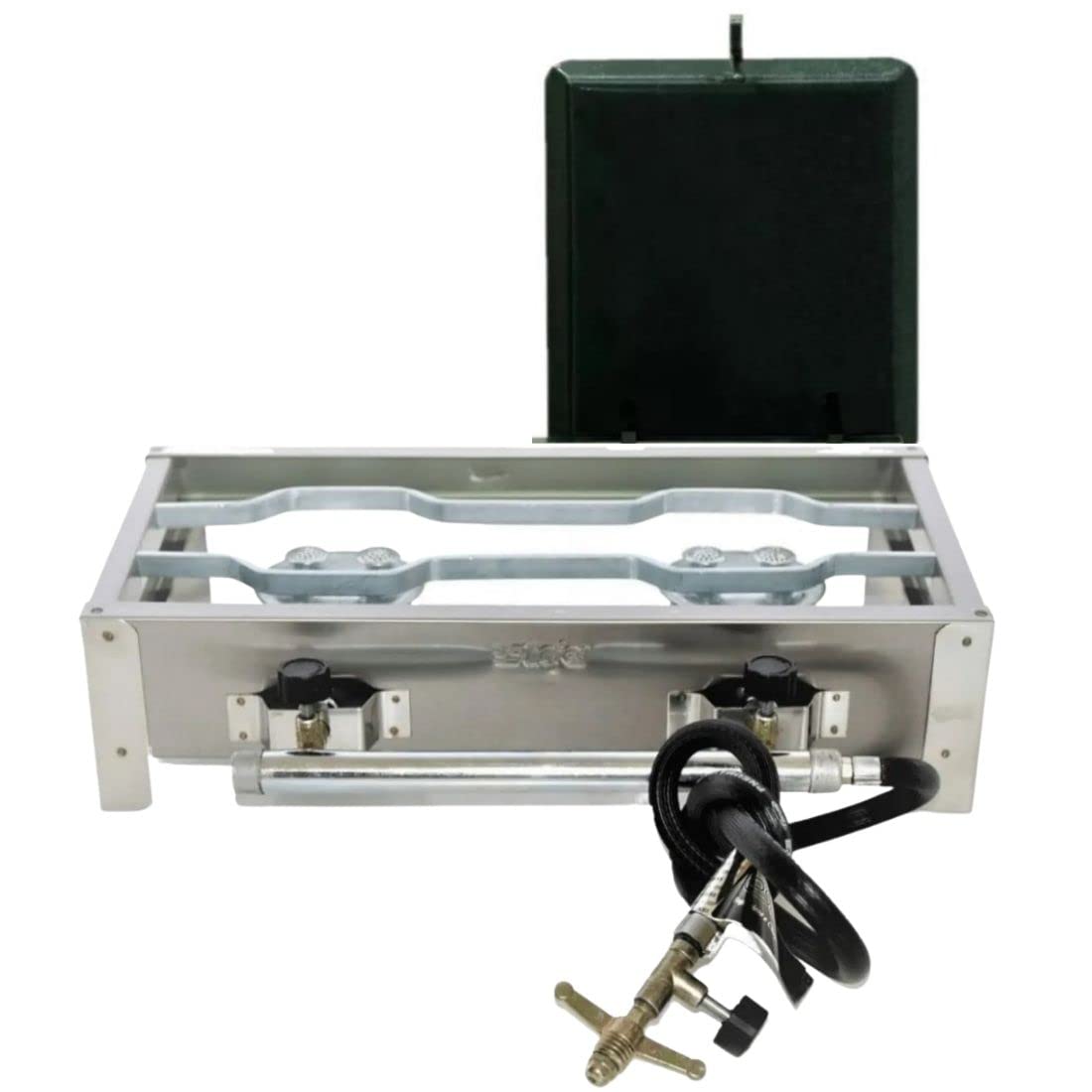 Fogareiro 2 Bocas Inox Reforçado Com Chapa Lanches Portátil E004