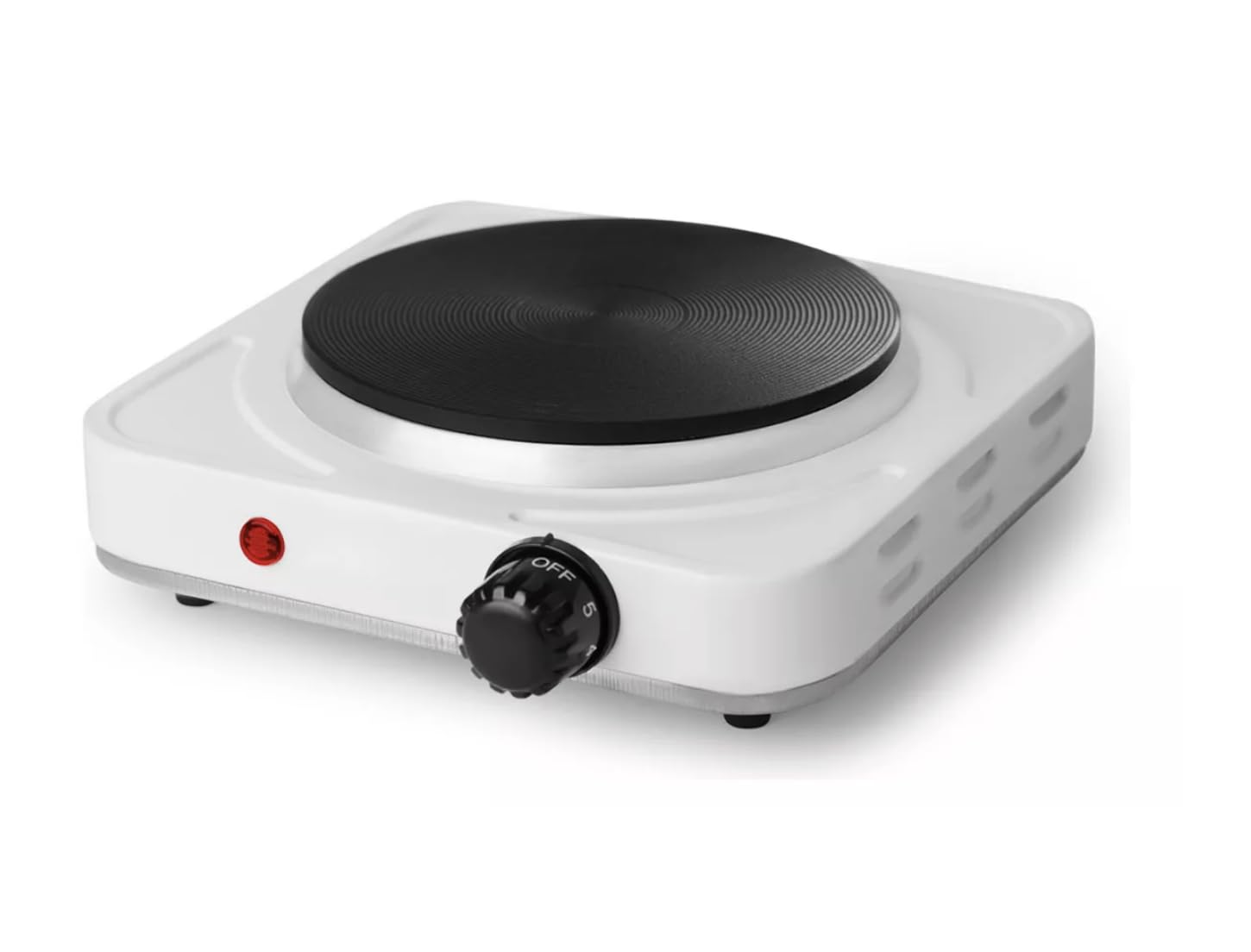 Fogão Elétrico Portátil de 1 Boca, 1000W - 110V Fogareiro Camping Multifuncional com 5 Temperaturas (Branco)