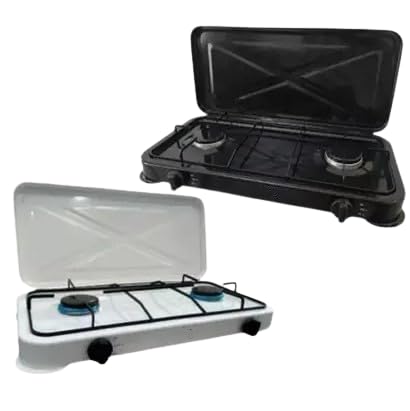 Fogão Portátil 2 Bocas Fogareiro Camping Pescaria Com Tampa à Gás Cor Branco