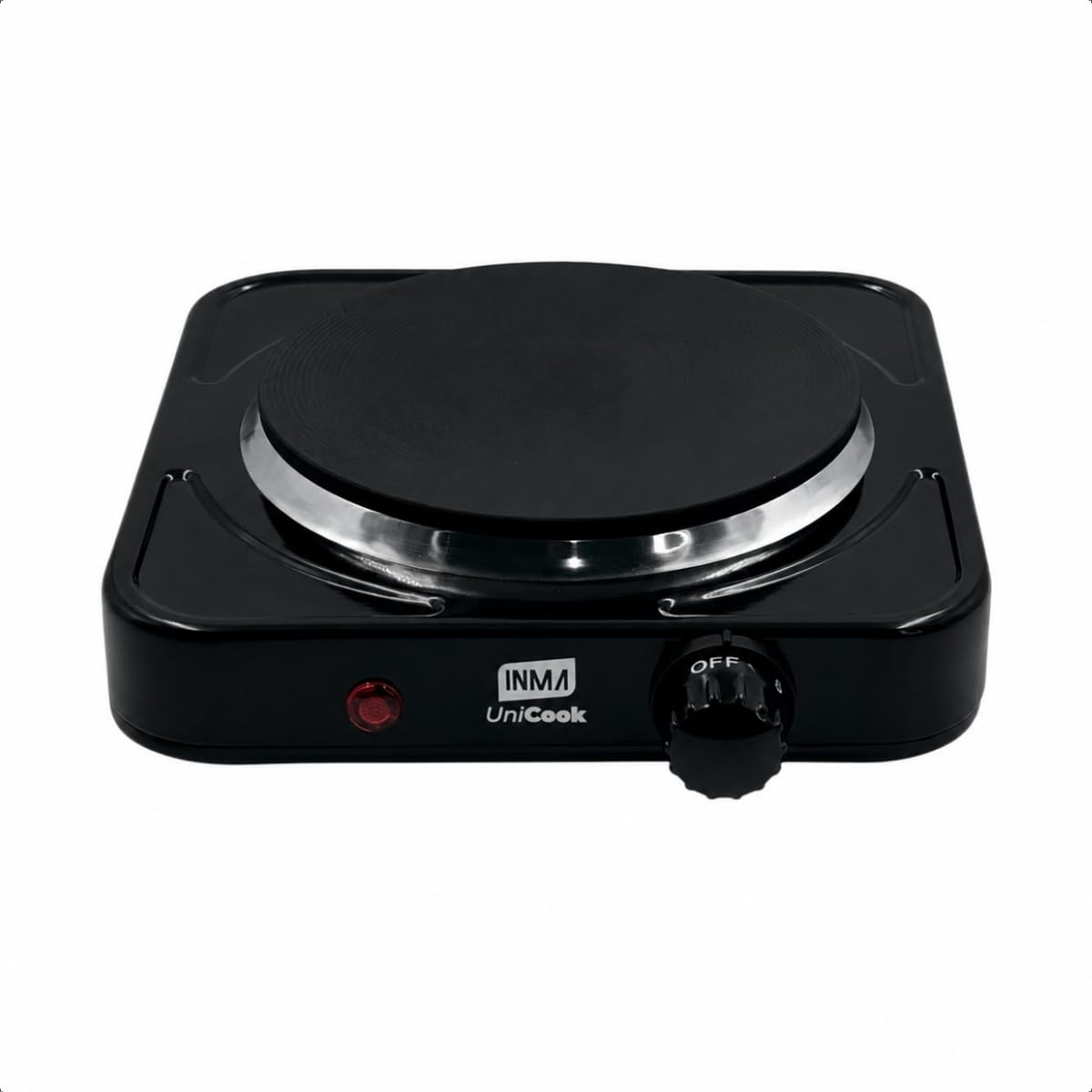 INMA, Fogão Elétrico, Fogão 1 Boca, Fogão Portátil, Cooktop, UniCook, Fogão de Mesa, Fogão Para Mesa, Fogareiro Mesa 1 Boca Inox, 1000w (Preto 220v)