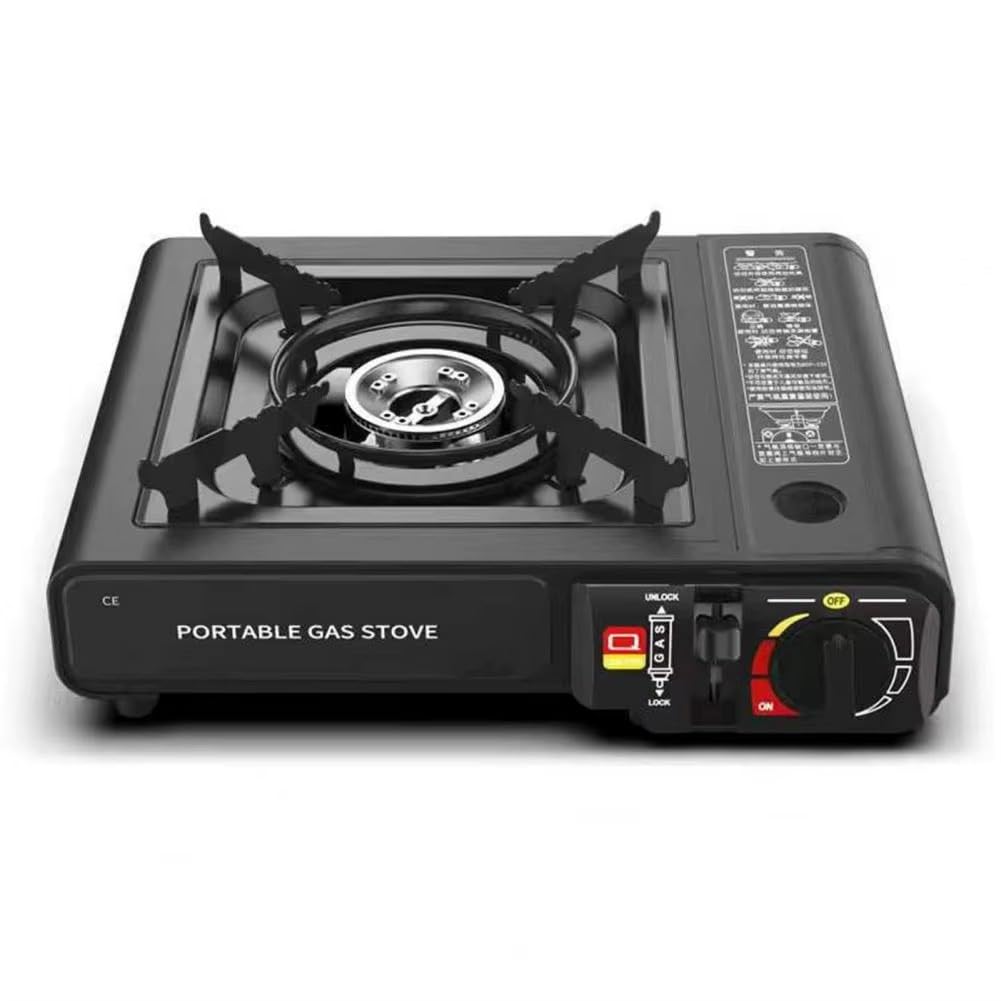 Fogão Fogareiro Portátil a Gás, Aço Esmaltado, para Camping e Uso Doméstico, Cor Preto