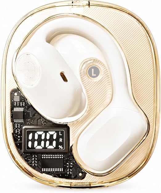 Fone de Ouvido Condução Óssea TWS Cancelamento de Ruído, Bluetooth 5.2, 35H, IPX5 à Prova d'água - Compatível Com Apple, iPhone 15 14,13,12,11 (Pro, Pro Max)/XS/XR/XS/X/8 (Plus), iWatch (Preto)