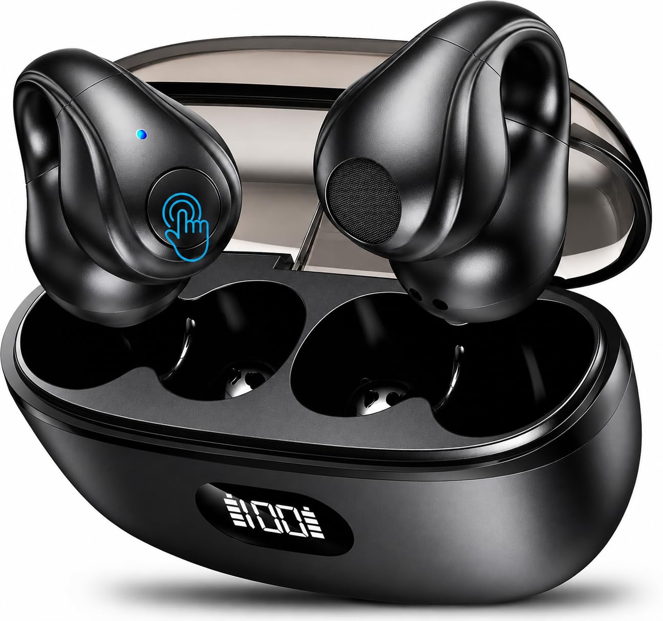 Fone Bluetooth Condução Óssea À Prova D'Água para Corrida e Academia | Bluetooth 5.3 Clipe com Ajuste Seguro Até 6 Horas de Uso USB Tipo C