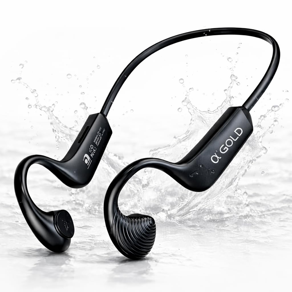 Fone de Ouvido Esportivo Open Ear Bluetooth Sem Fio, Condução Ossea, IPX4 Resistente à Água, Ultra Leve 27g, Bateria até 7H, Entrada Cartão MicroSD - Ideal para Corrida, Ciclismo, Treino e Academia