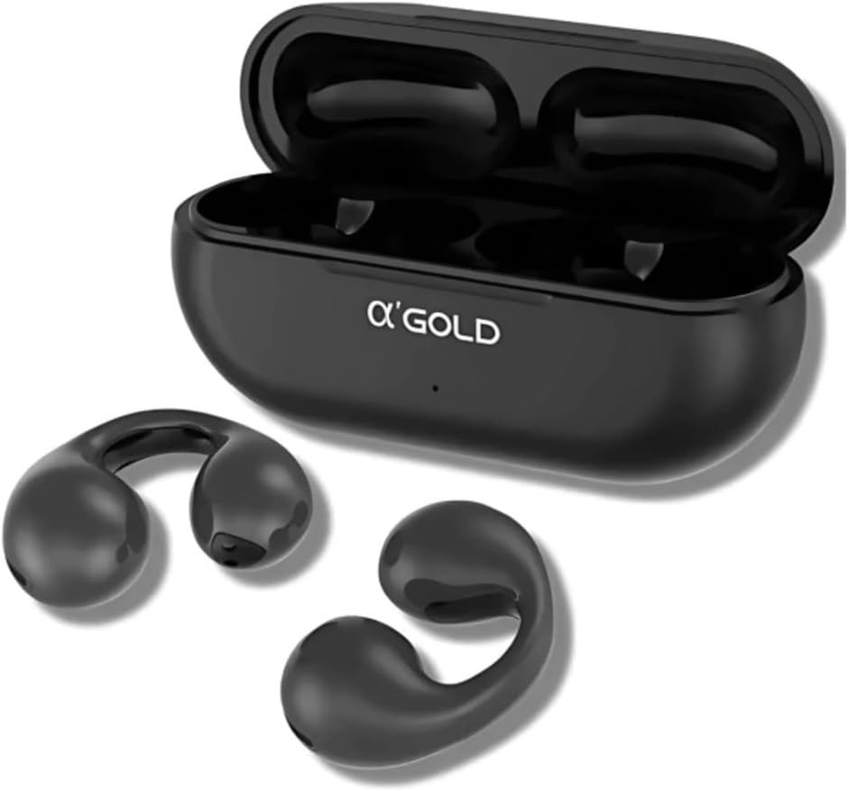 Fone Bluetooth Esportivo Condução Óssea BT33 – Open-Ear Sem Fio, Bluetooth 5.3, Earcuffs para Corrida, Resistente à Água, Compatível com iOS e Android (PRETO)