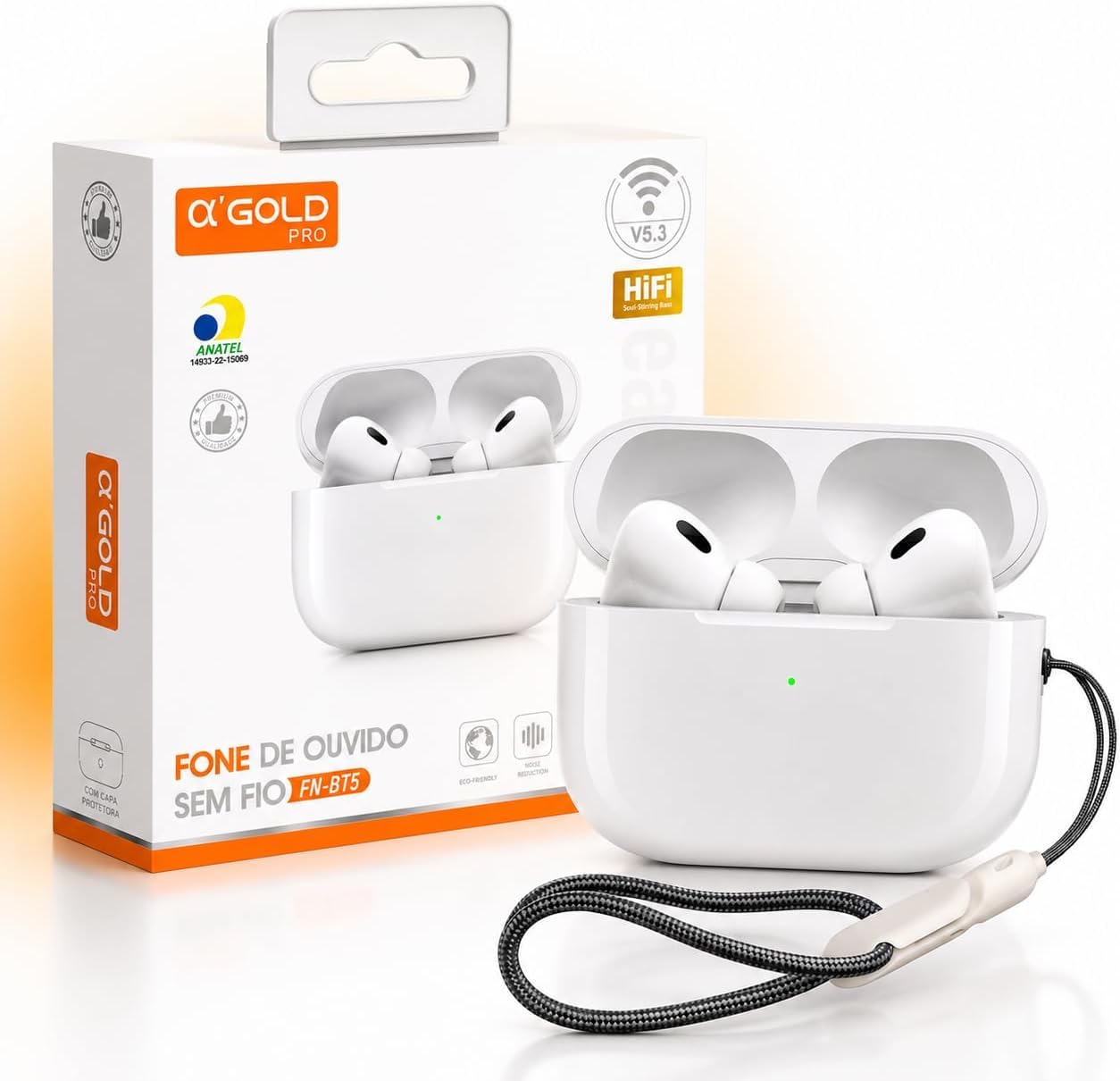 Fone Bluetooth 5.4 por Condução Óssea Sem Fio TWS Smart Touch IPX4 com Microfone e Estojo de Recarga