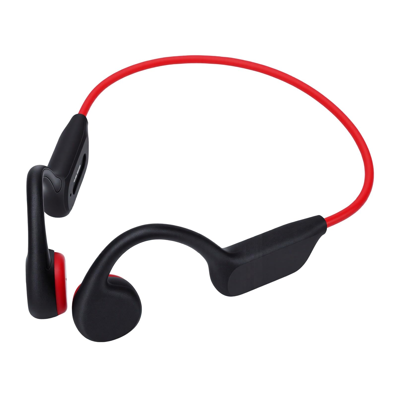 Generic Fone de Ouvido de Condução óssea, Reprodutor de Mp3 à Prova D'água IPX8 Bluetooth 5.4 Fone de Ouvido Esportivo Com Memória de 32 GB, para Natação e Corrida (Preto Vermelho)
